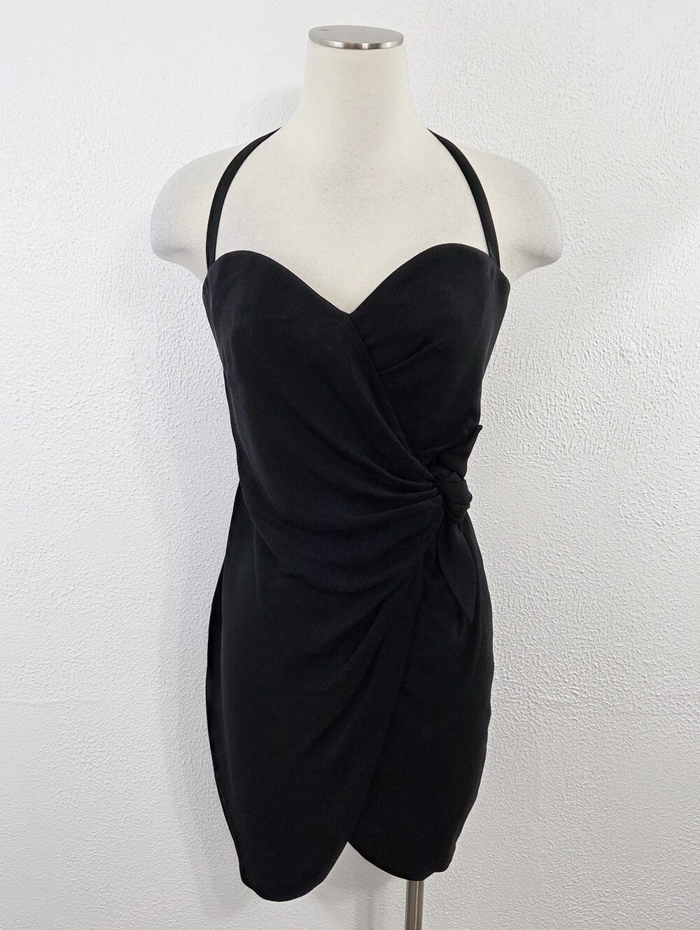 Vintage 90s Moschino Cruise Me Baby halter dress black mini LBD wrap women's US6 - Picture 2 of 10